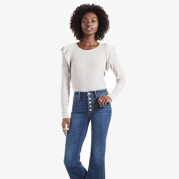 Lucky Brand Rib Ruffle Top - Picture 7 of 7